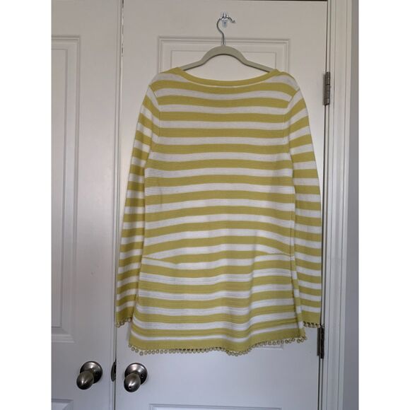Soft Surroundings Women Sweater Size M Stripe Vista Pom Pom Hem Pullover Tunic - Picture 2 of 7